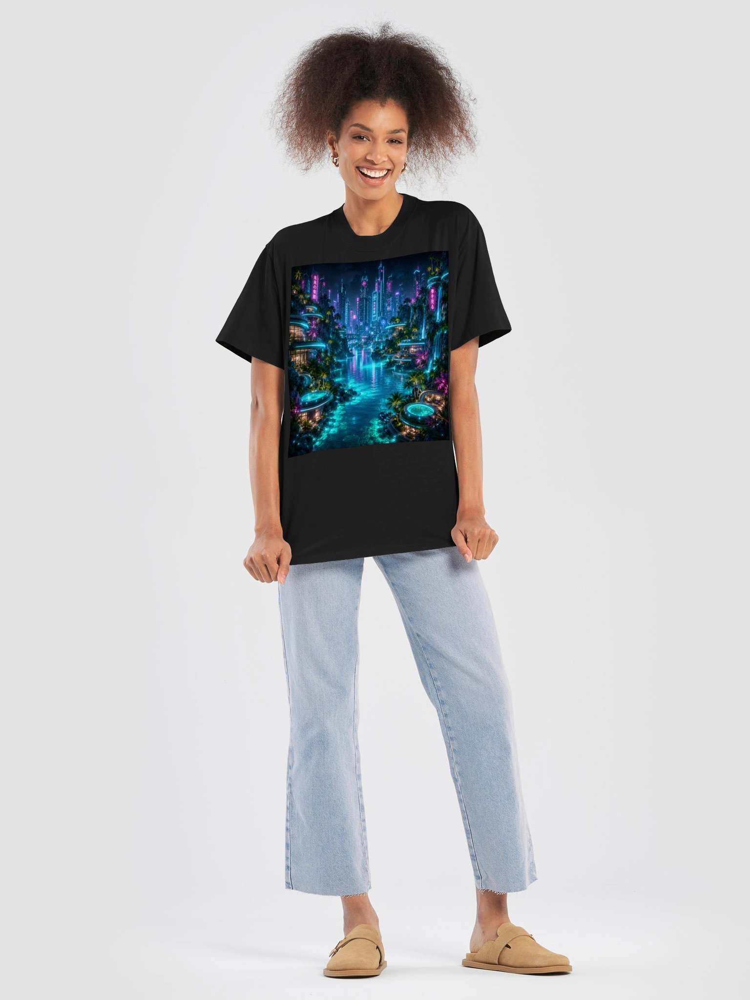 Future Paradise Cyberpunk City T-Shirt | Unisex Oversized Wanderlust Gift product image (8)