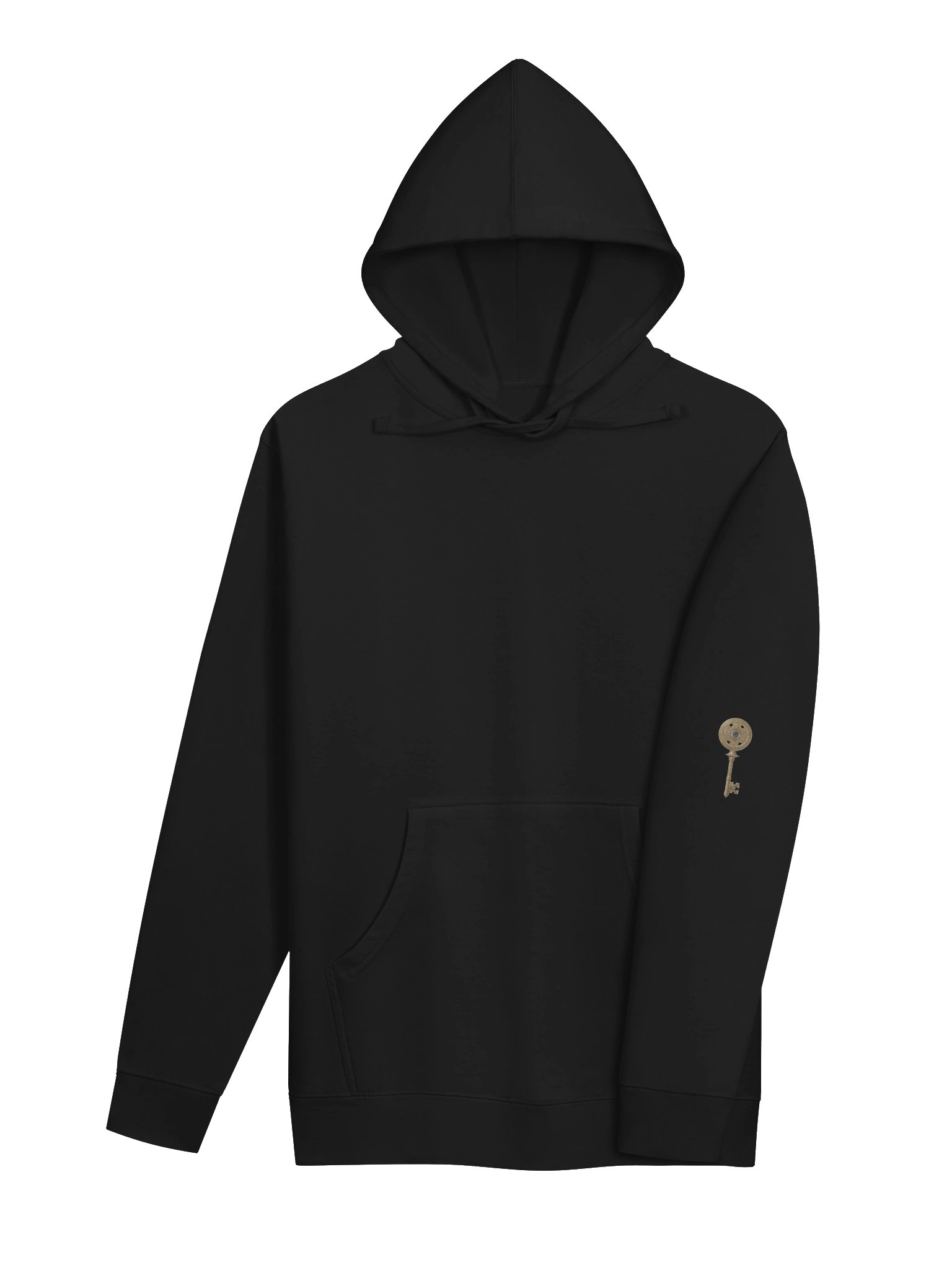 The Gatekeeper’s Key – Black Reverse Motion Edition (Back + Left Sleeve Print) | Unisex Midweight Hoodie product image (4)