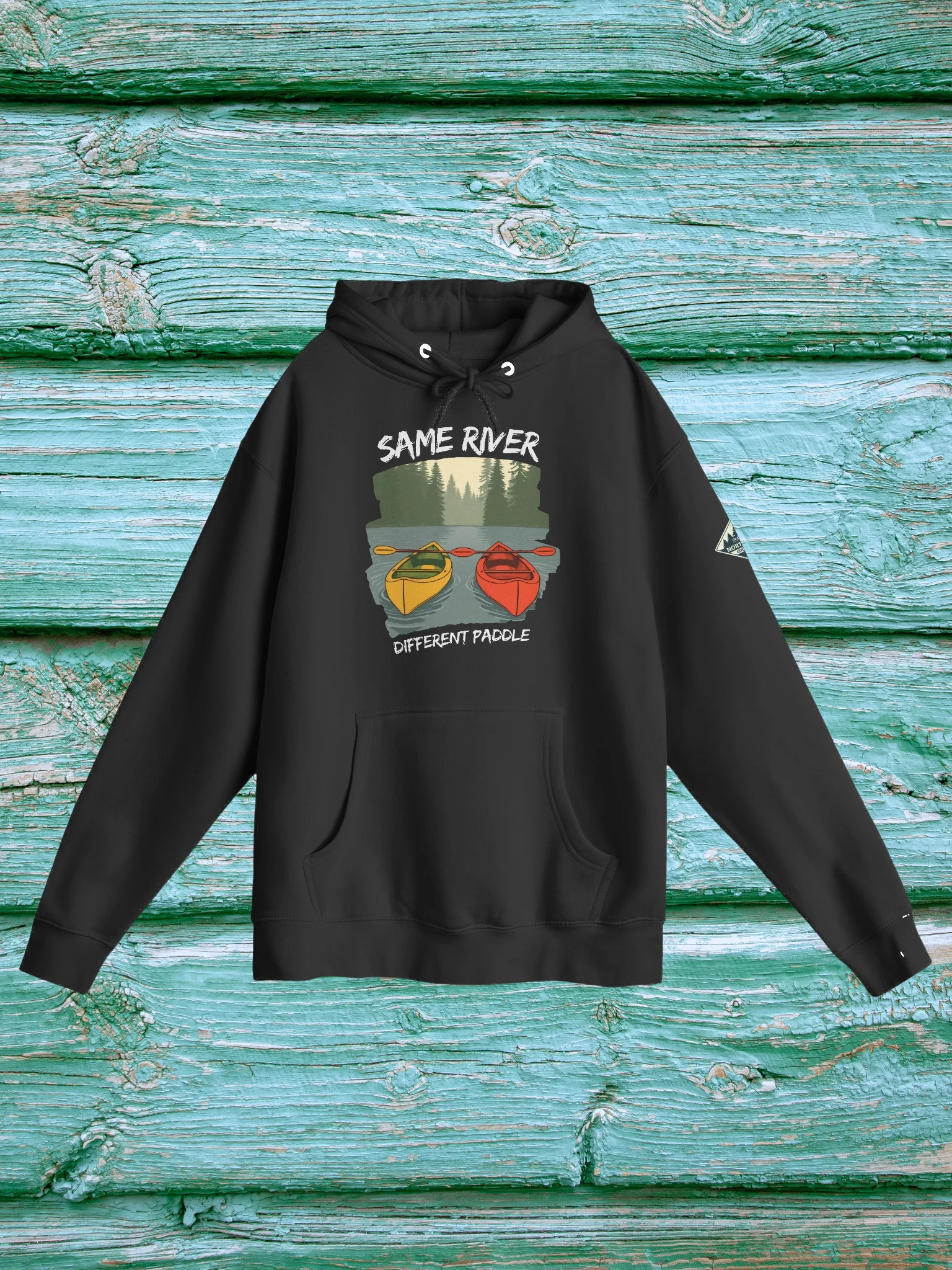 Same River, Different Paddle – Outdoorsy Couples Adventure Sweatshirt product image (21)