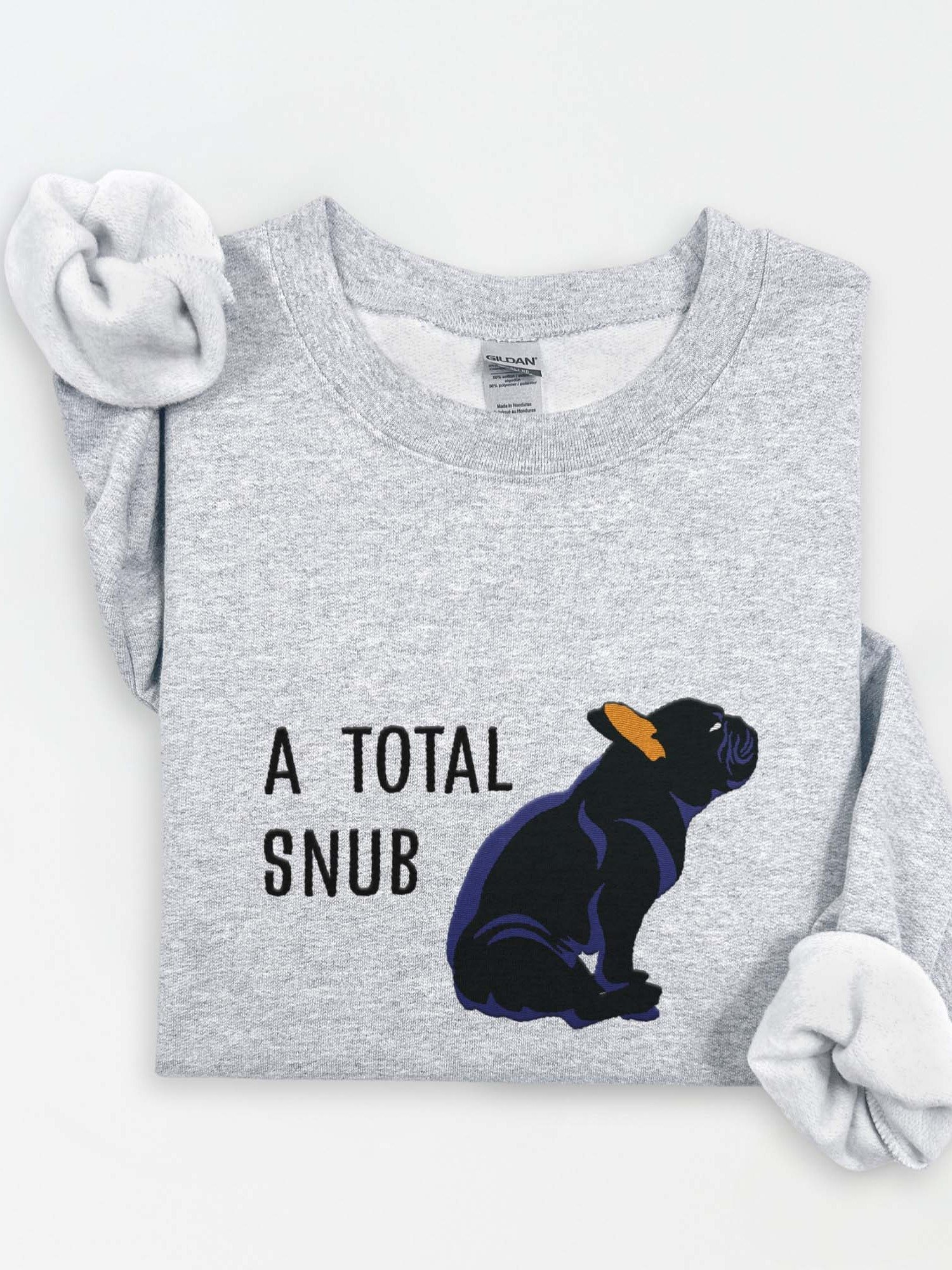 A Total Snub Sweatshirt (Embroidered) of a French Bulldog(Black) product image (1)