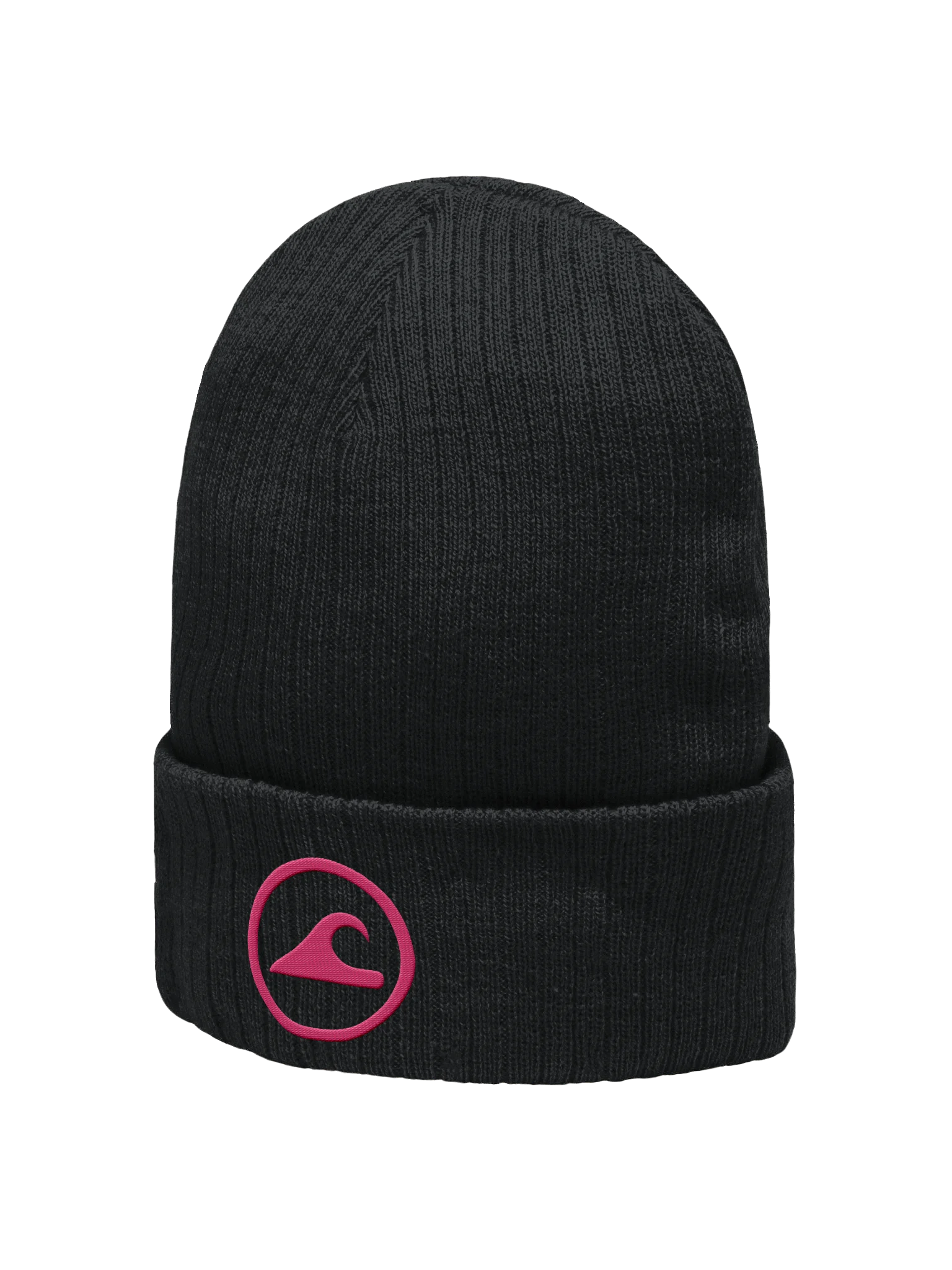 Embroidered Wave Rider Atlantis Ribbed Knit Beanie (Flamingo) product image (2)