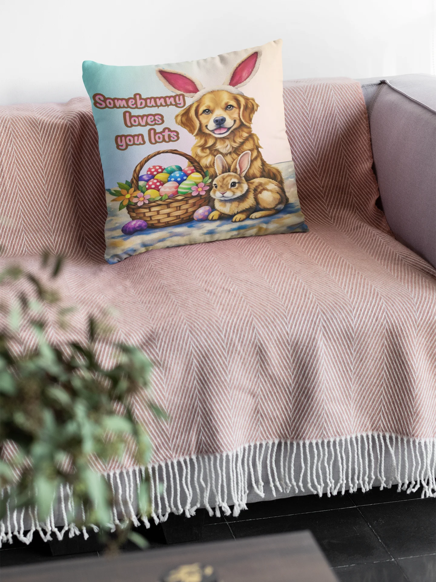 Somebunny Loves You Lots Easter Pillow product image (10)
