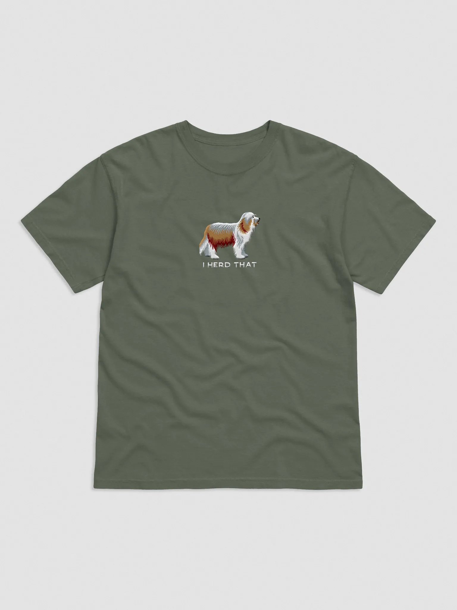 I Herd That T-Shirt(Embroidered) of a Bearded Collie(Tan) product image (4)