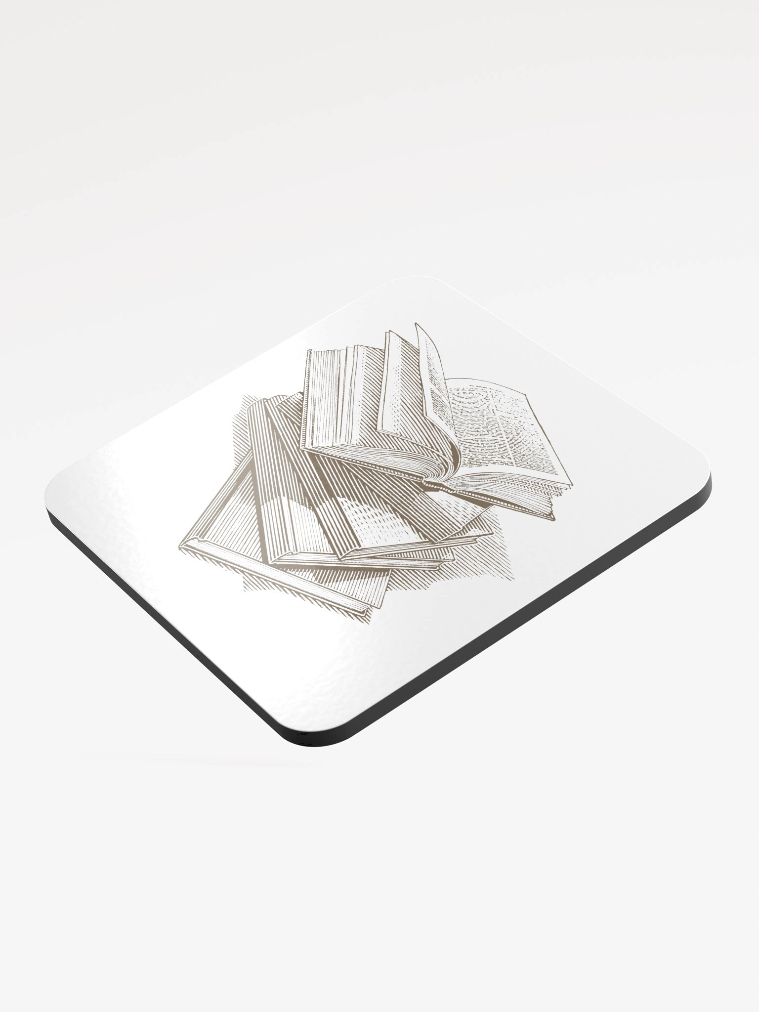 Stacked Books Glossed Cork Coaster product image (3)