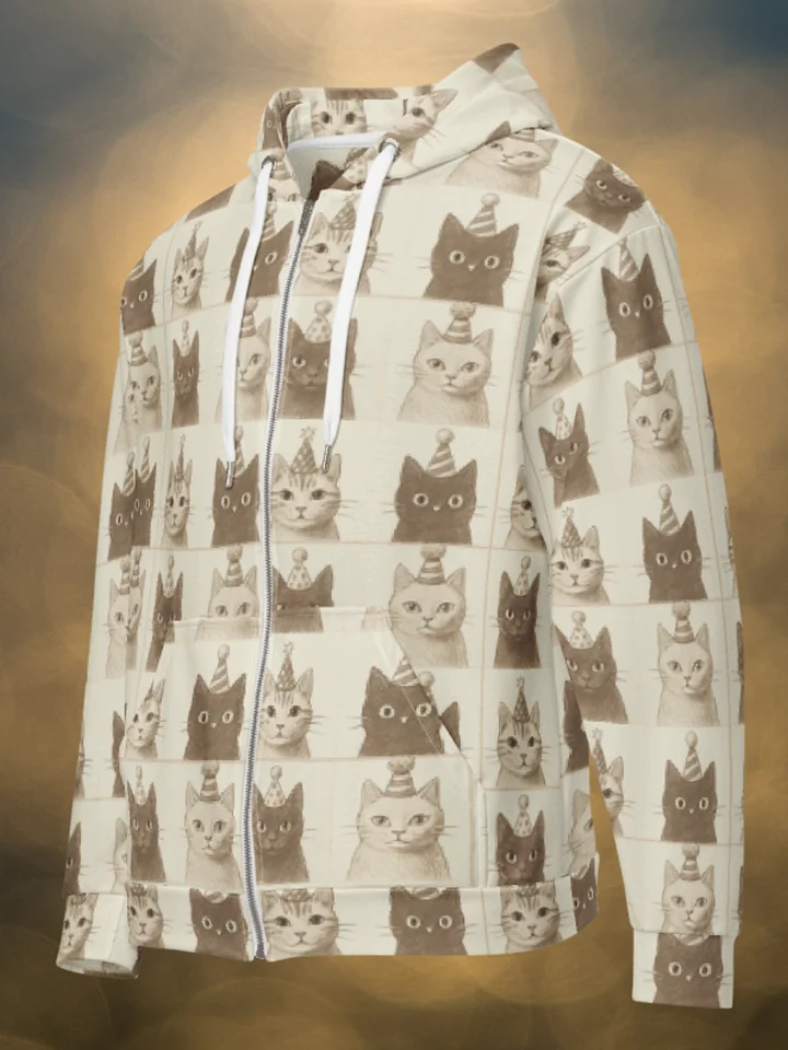 Whimsical Cat Party Unisex Zip Hoodie product image (2)