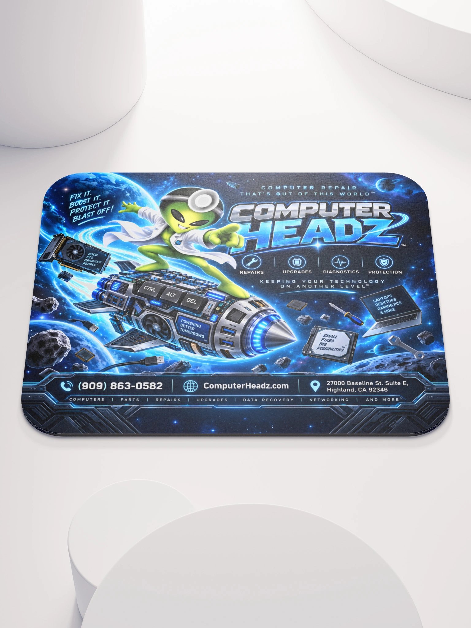 Computer Headz Blast-Off Tech Mousepad – Electric Blue Edition No. 01 product image (1)