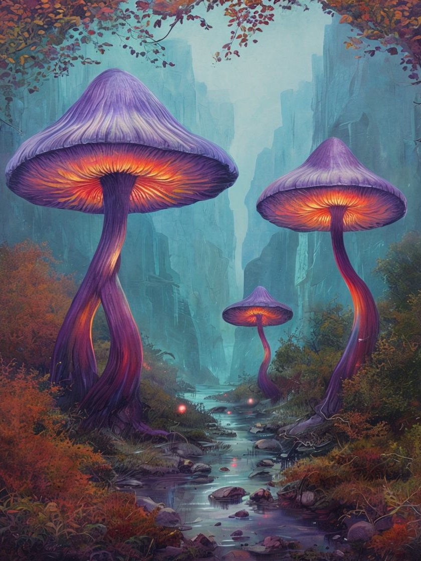 Glowing Mushroom Canyon Framed Poster product image (1)