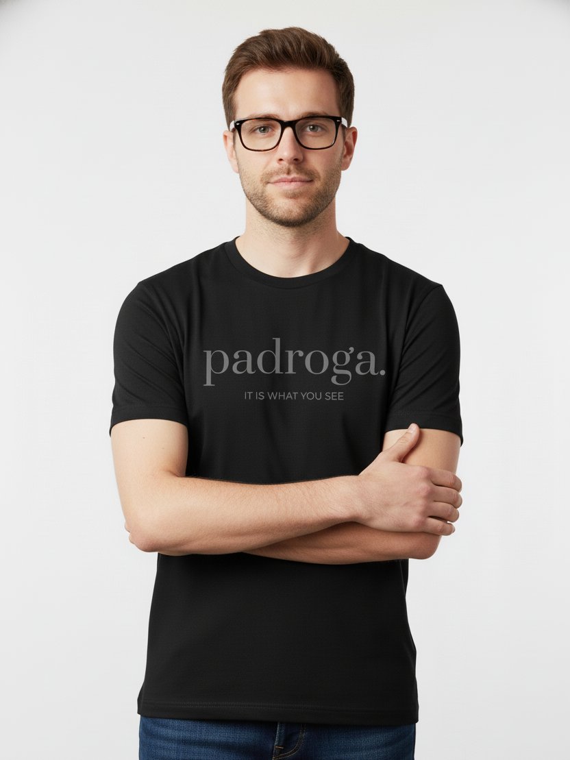 padroga. essentials black tshirt big logo product image (5)