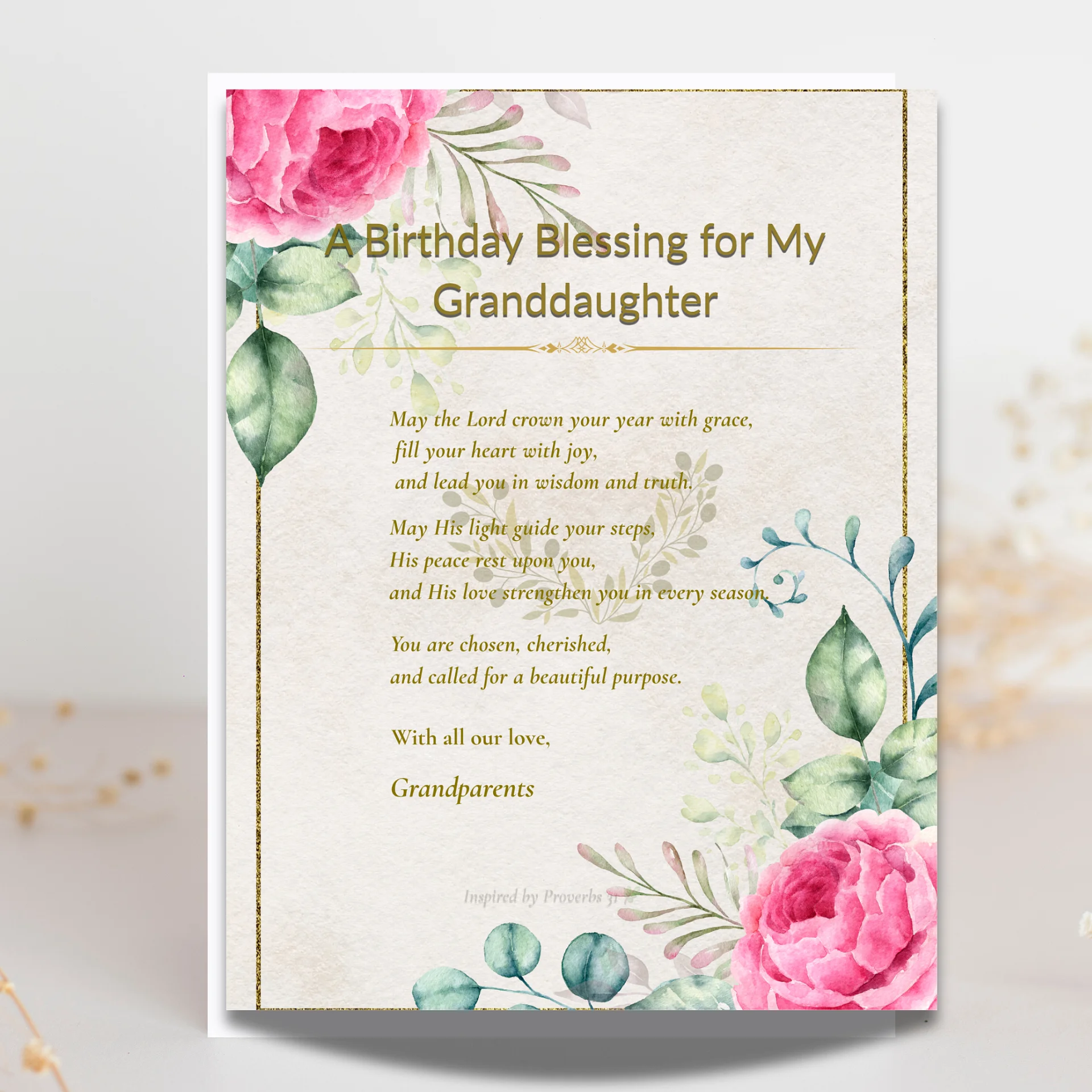 Christian Birthday Blessing for Granddaughter • Printable Christian Gift from Grandparents • product image (2)