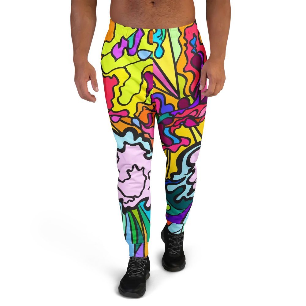 Vibrant Abstract Men's Joggers - Wave at Sunset product image (2)