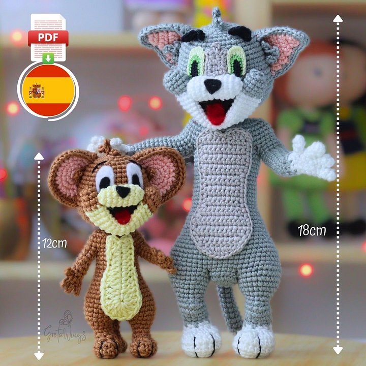 Patrones de ganchillo combinados: Amigurumis de Tom y Jerry (Conjunto de 2 patrones) product image (1)