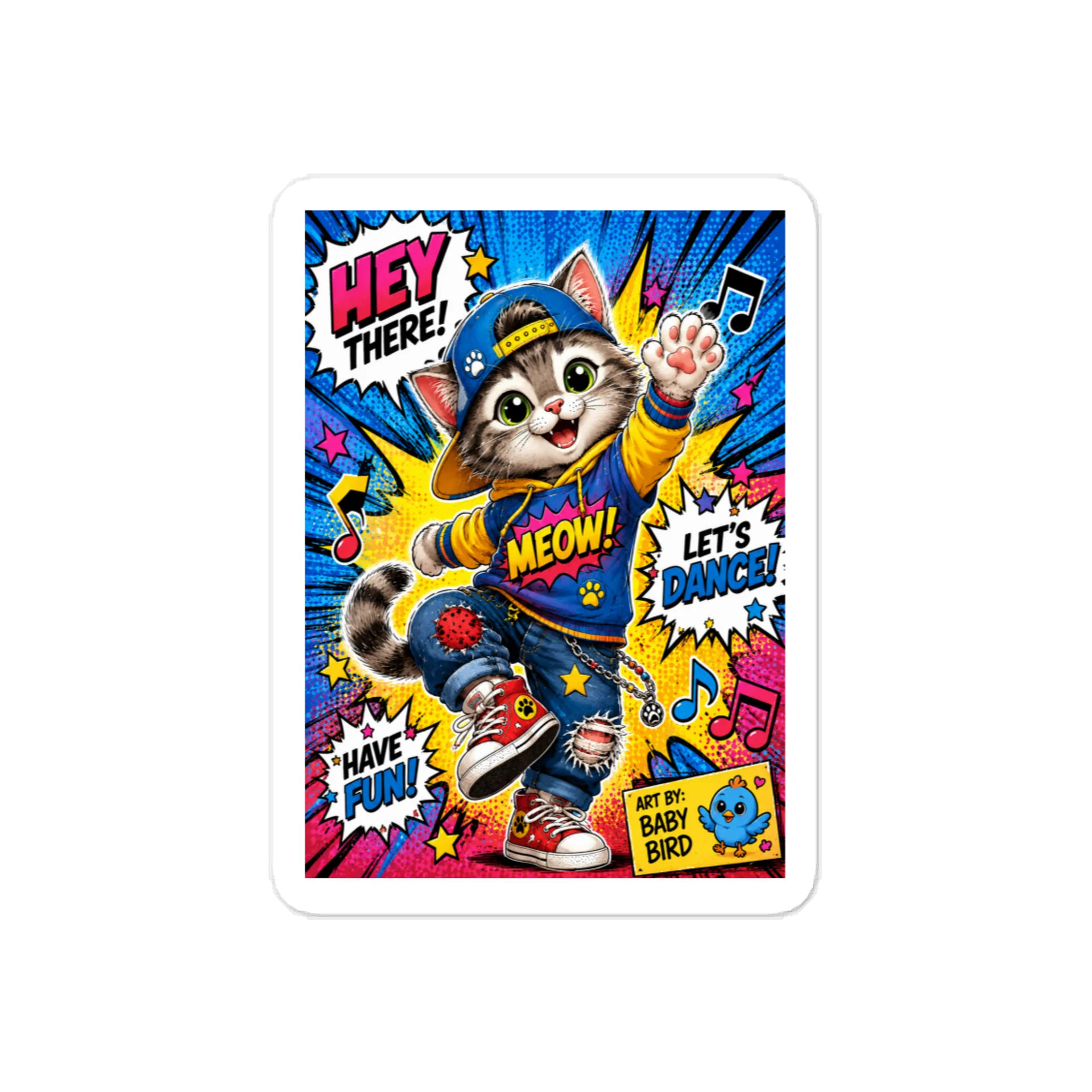 Baby Bird's Dancing Kitty Sticker product image (1)