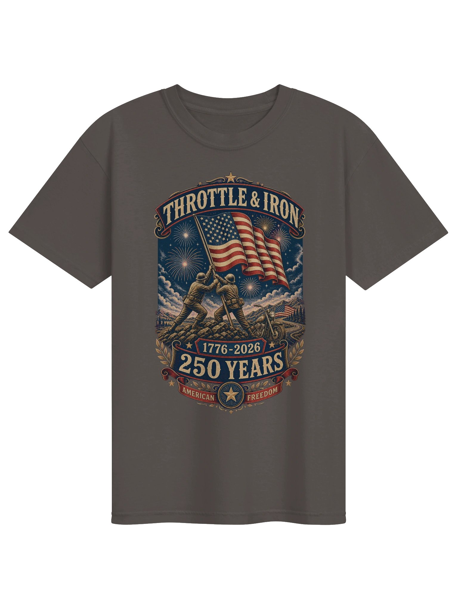Throttle & Iron Americana 250th Anniversary Heavyweight Tee- Front Graphic product image (1)