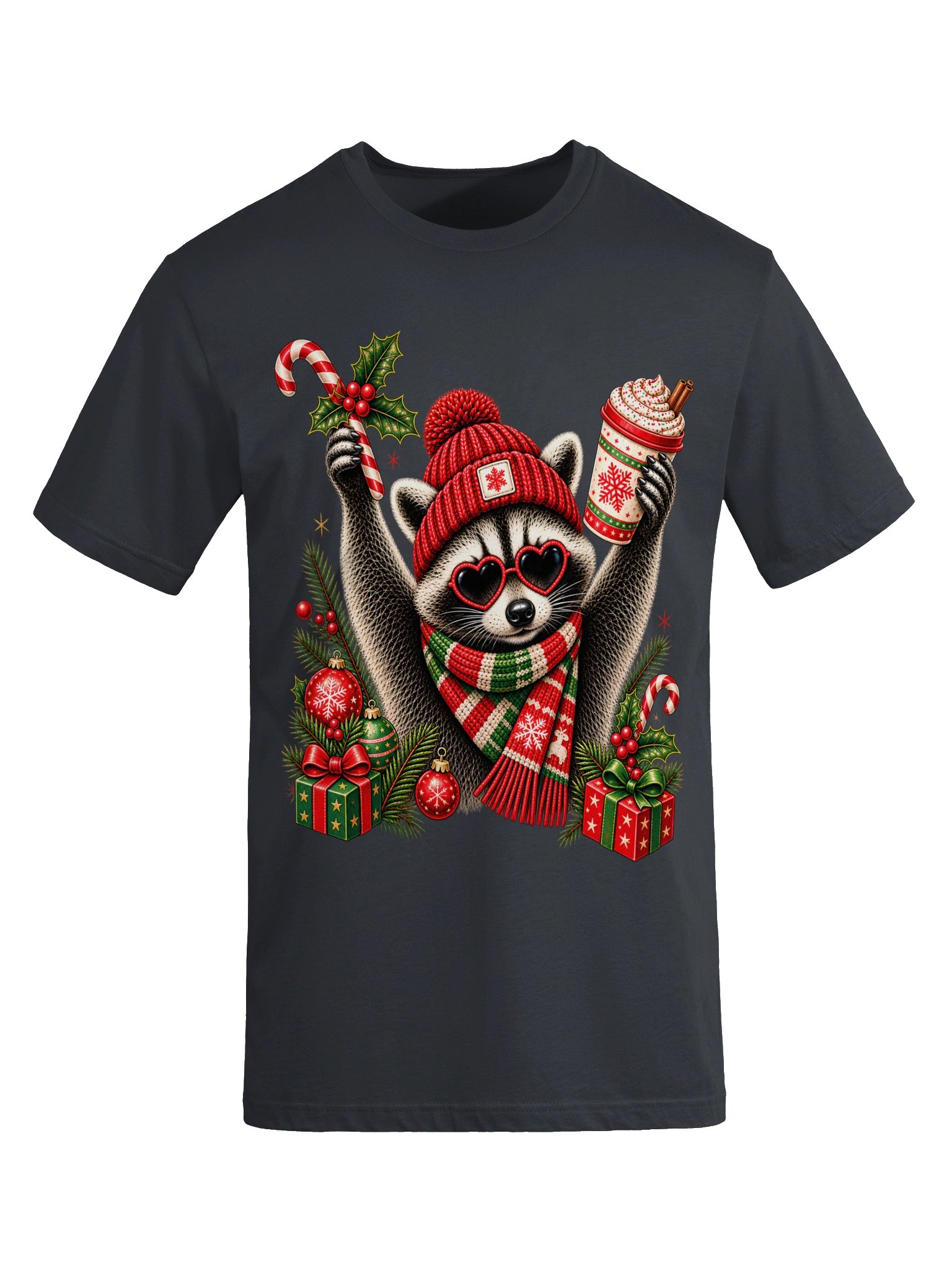 Funny Christmas Raccoon T-Shirt product image (6)