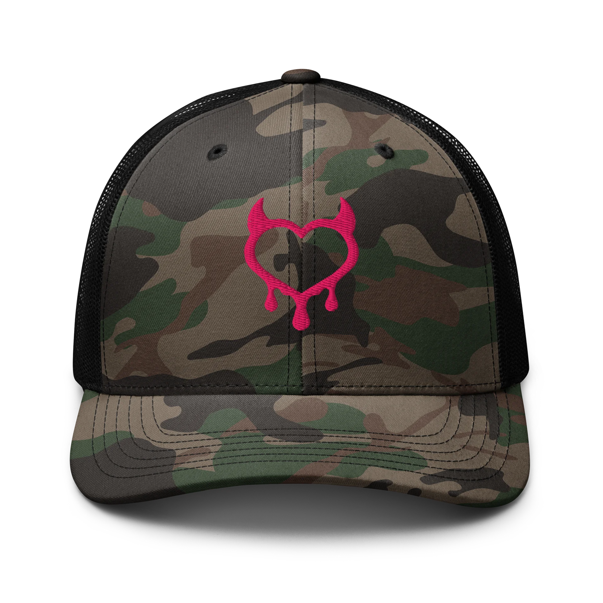 Booty Demon Drip Heart Women's Camo Embroidered Trucker Hat product image (1)