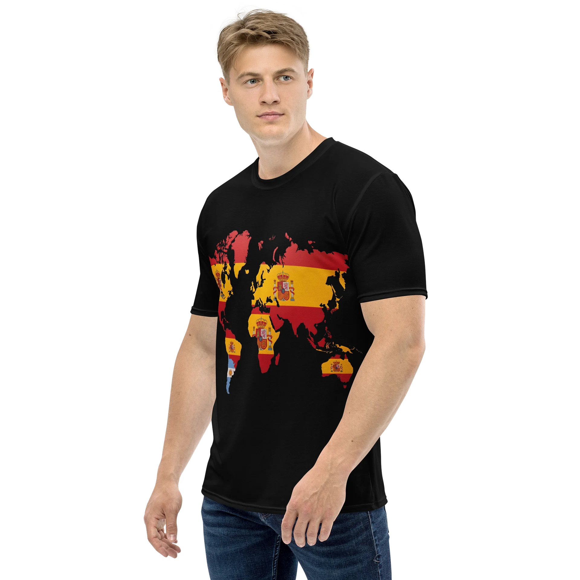 Spain-Inspired World Map Crew Neck Tee product image (3)