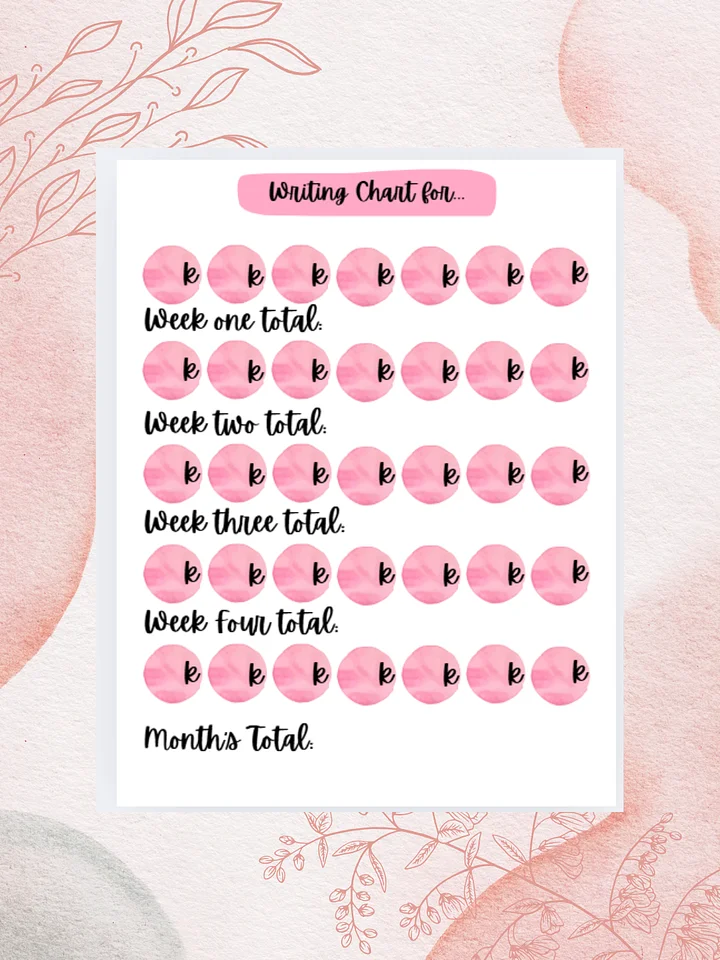 PDF Download: Pretty in Pink Word Count Tracker product image (2)