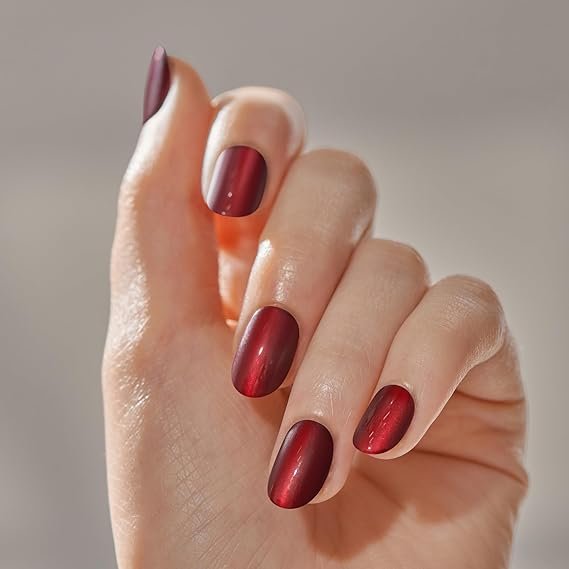 Magnetic Red Short Size Oval Shape Press On - (Smart Chip Not Included) product image (1)
