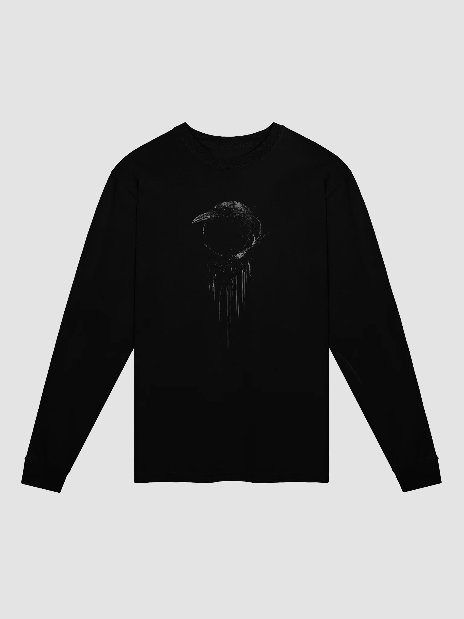 Black Raven Moon Drip Black Long Sleeve Shirt product image (1)