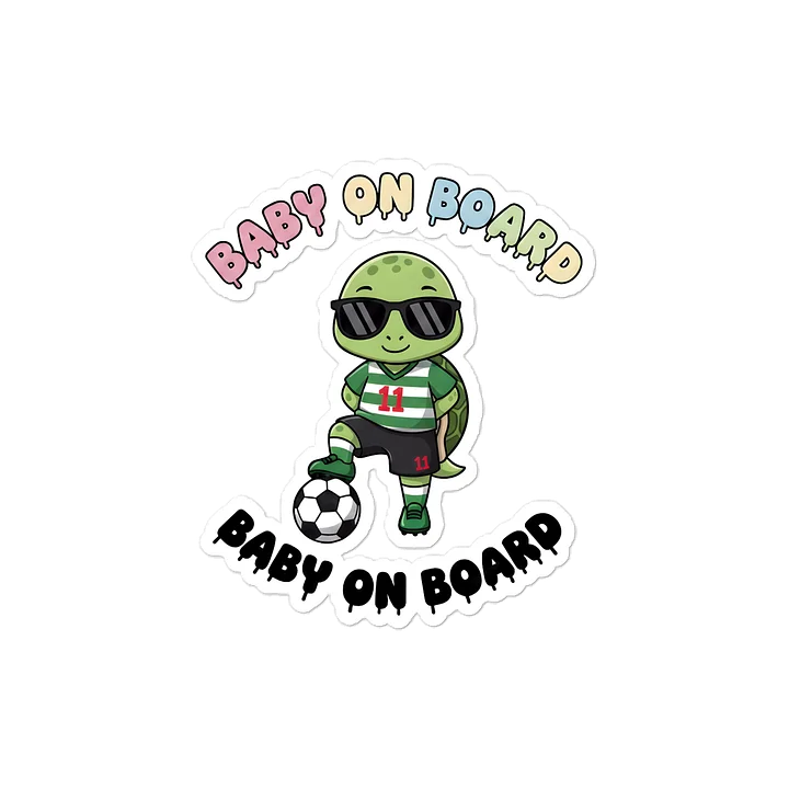 Funny Turtle Soccer Baby on Board Sticker - 5x5 Weatherproof Vinyl Car Decal - Cute Turtle Soccer Mom and Soccer Dad Gift product image (1)