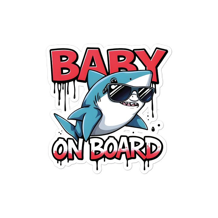 Cool Shark Urban Style Baby On Board Car Decal - 5x5 Premium Vinyl Sticker - Streetwear Inspire Shark with Sunglasses Graphic for Cars and Jeeps product image (1)
