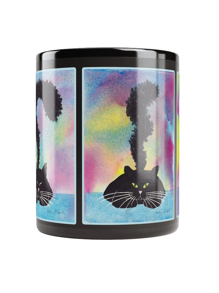 Black Kitty Coming to Full Attention on Black Ceramic Mug product image (2)