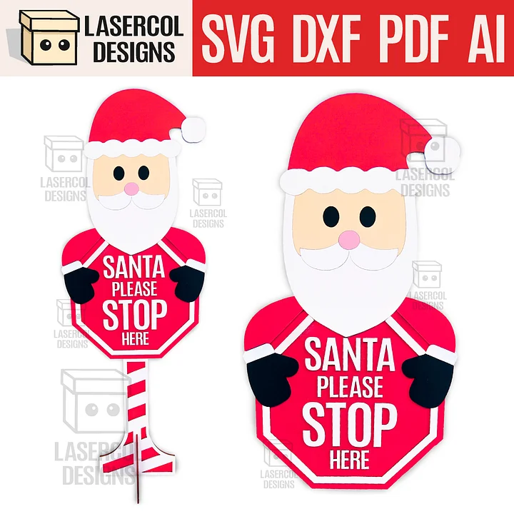 Santa Please Stop Here Sign (Santa) - Laser Cut Files product image (1)