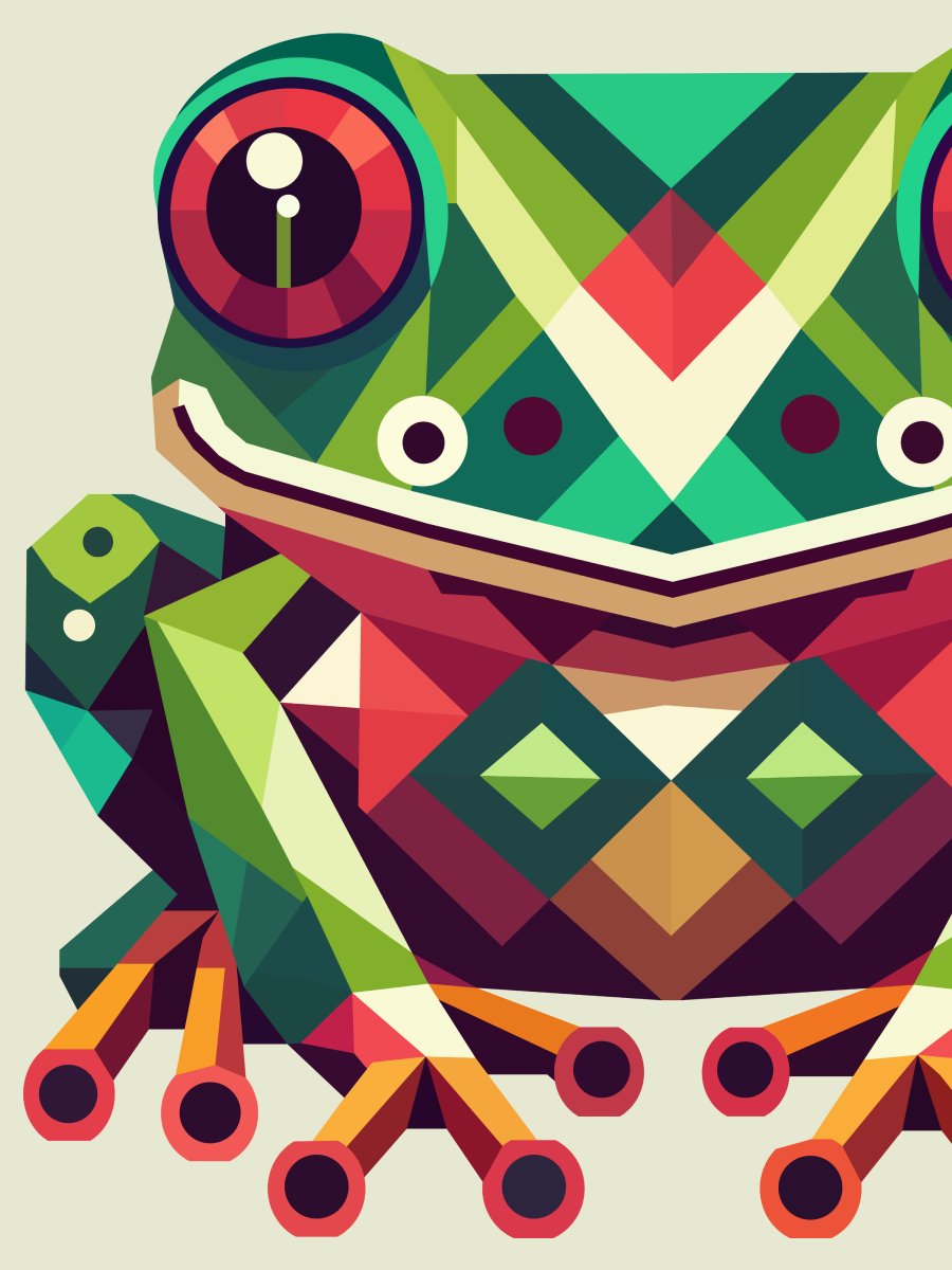 Free Geometric Frog PNG Art - Transparent Background, Low Poly Amphibian Illustration product image (1)