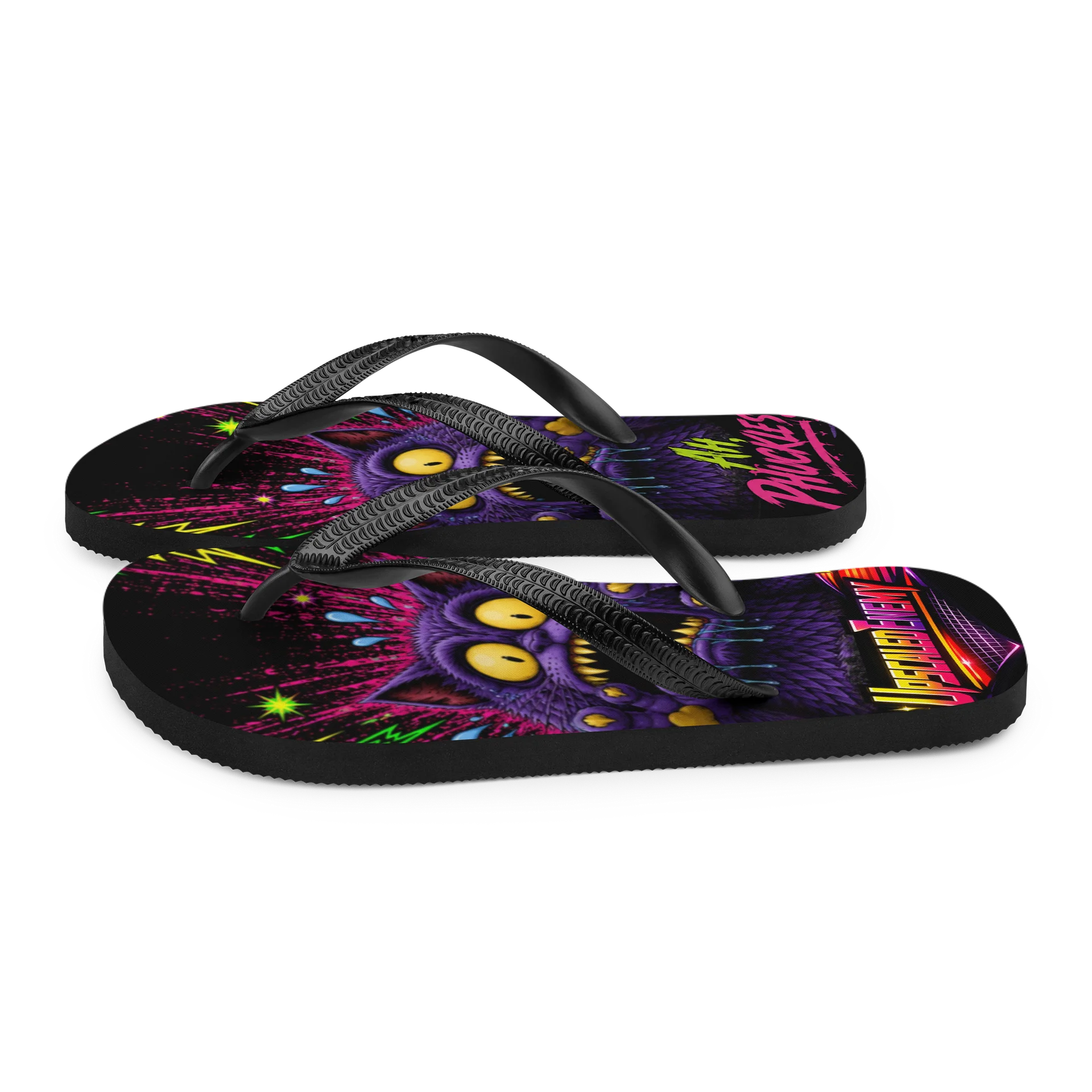 Upscaled - Don’t Step on Cheshy! Flip-Flops product image (6)