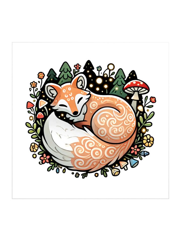 Adorable Fox in a Whimsical Forest Kiss Cut Stickers. product image (1)