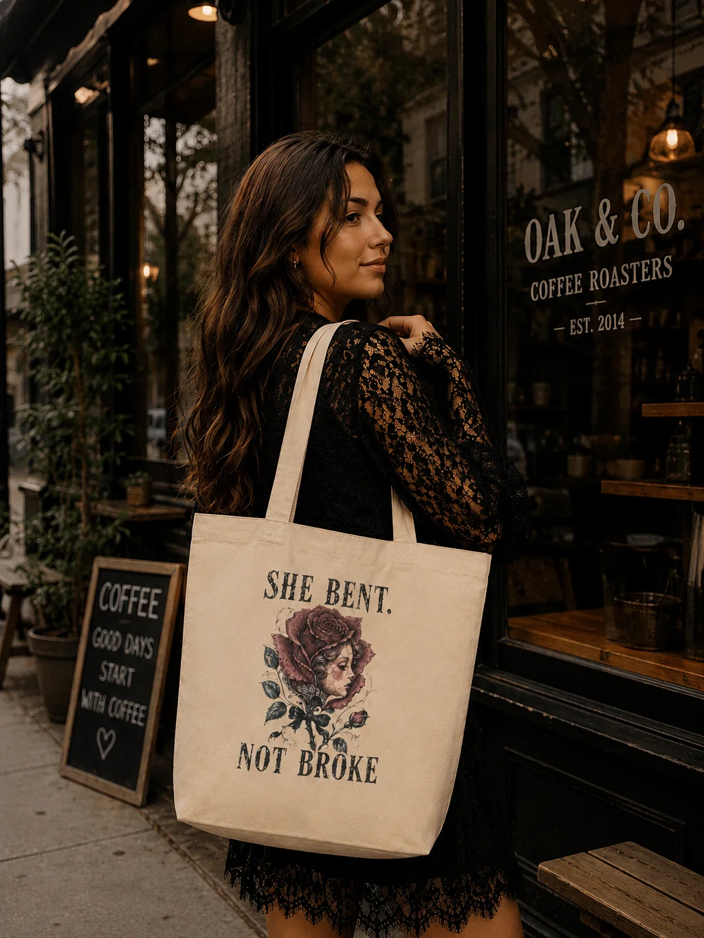 She Bent. Not Broke. Vintage Rose Organic Tote product image (2)