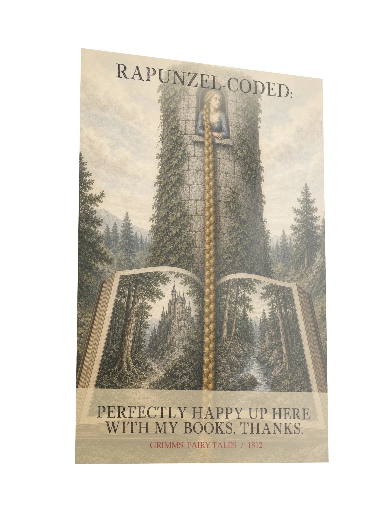 Rapunzel Coded Perfectly Happy Up Here With -- Grimms Fairy Tales Art Print product image (10)