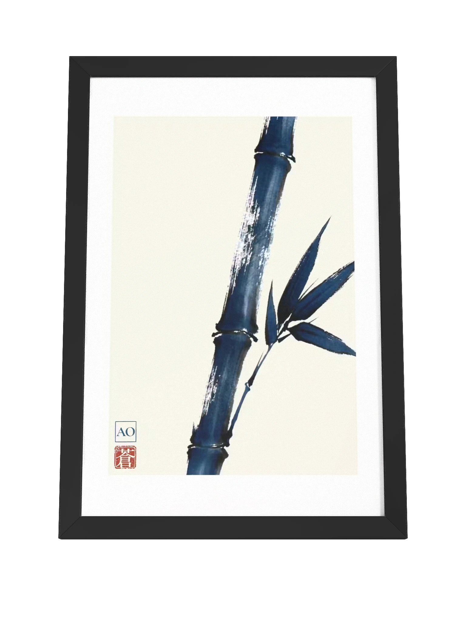 Japanese Ink Art Print | Indigo Bamboo No.06 | Framed Wall Art - AO Japan Blue product image (4)
