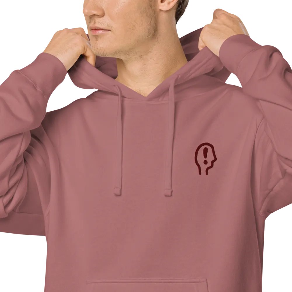 EXCLAIMING MENTALLY (maroon) embroidered pigment hoodie product image (7)