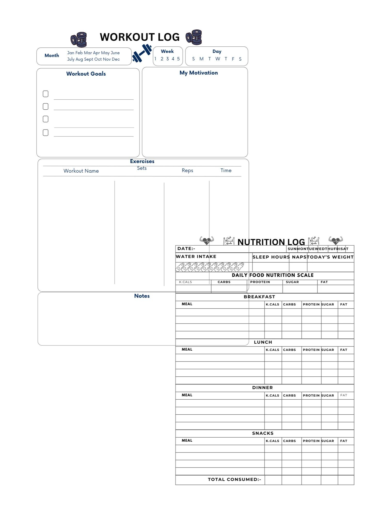 diet Log Daily Food Journal Meal & Nutrition Tracker Food Diary Nutrition Logbook product image (1)
