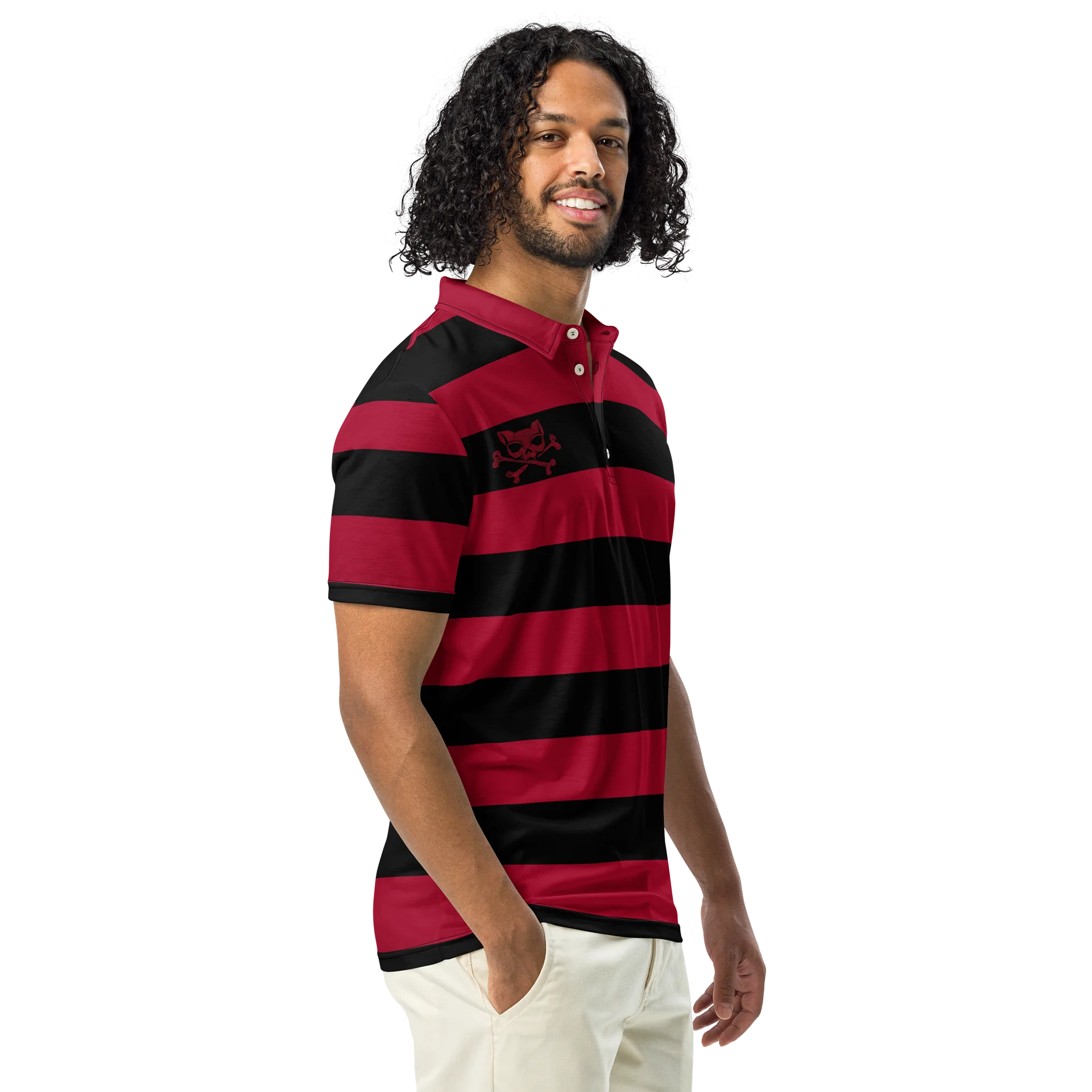 Red, Blaque and White Kat Skull Polo product image (1)