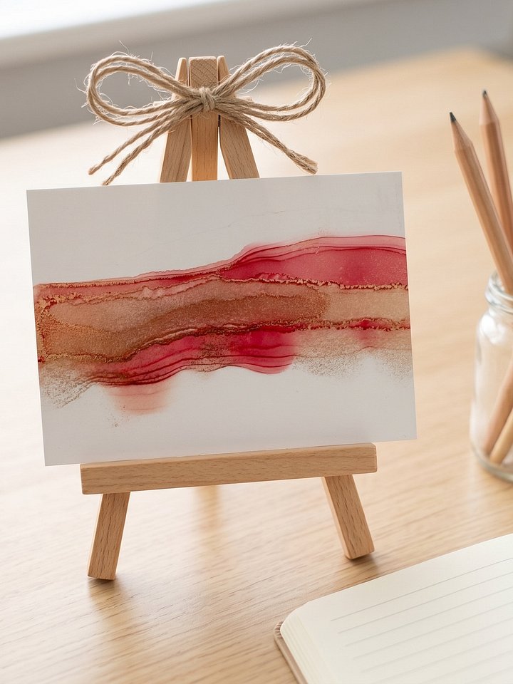 Crimson Flow III | Original ACEO Art Card (2.5" x 3.5") | Miniature Abstract Alcohol Ink Painting | product image (1)