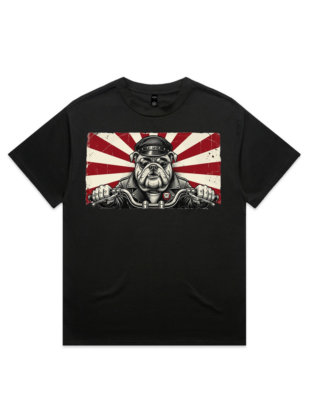 Retro Bulldog Bike Rider Heavy T-Shirt | Dog Lover Graphic Tee product image (5)
