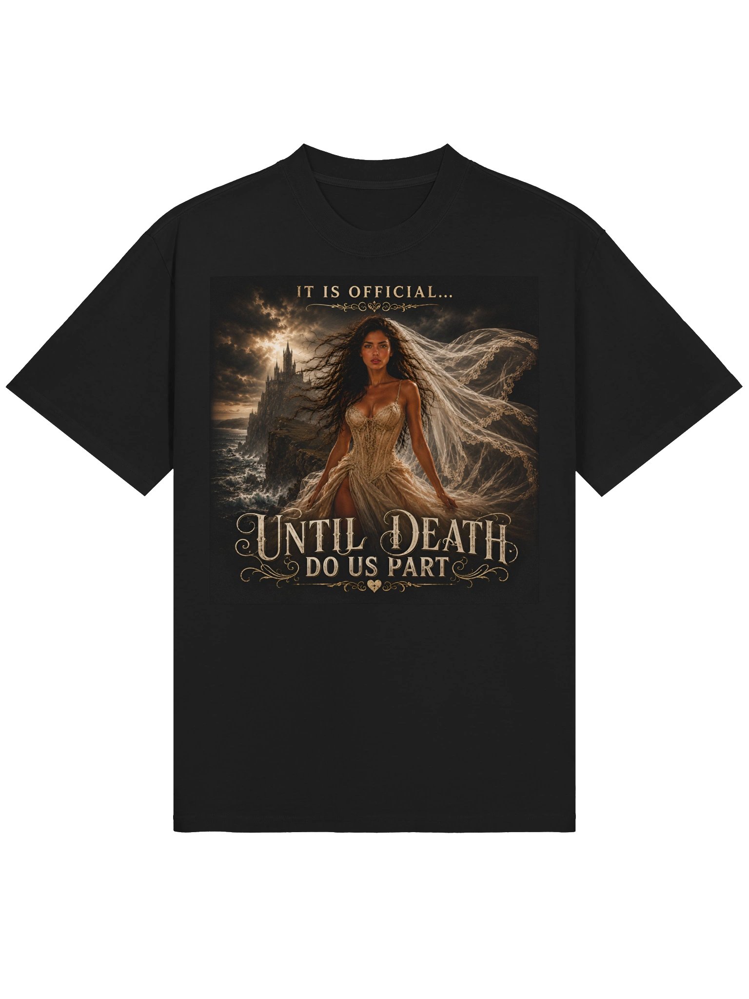 It Is Official Until Death Do Us Part Gothic Wedding T Shirt Bridal Shower Gift Oversized Tee product image (2)