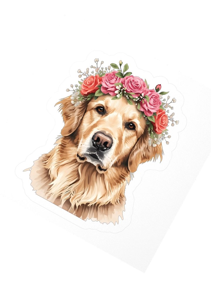 Golden retriever with flowers product image (5)