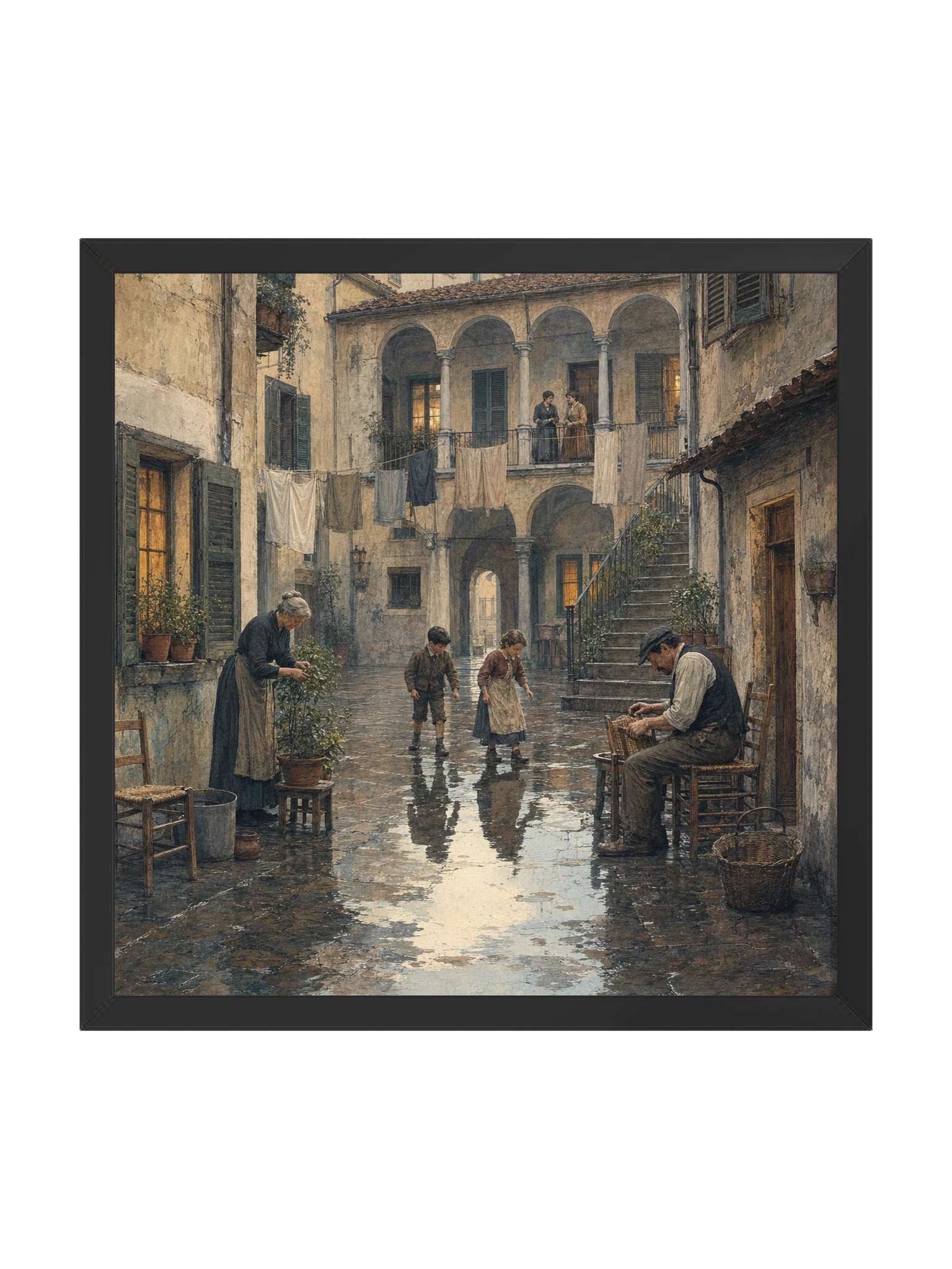 Il Cortile Dopo la Pioggia — Framed Matte Art Print product image (1)