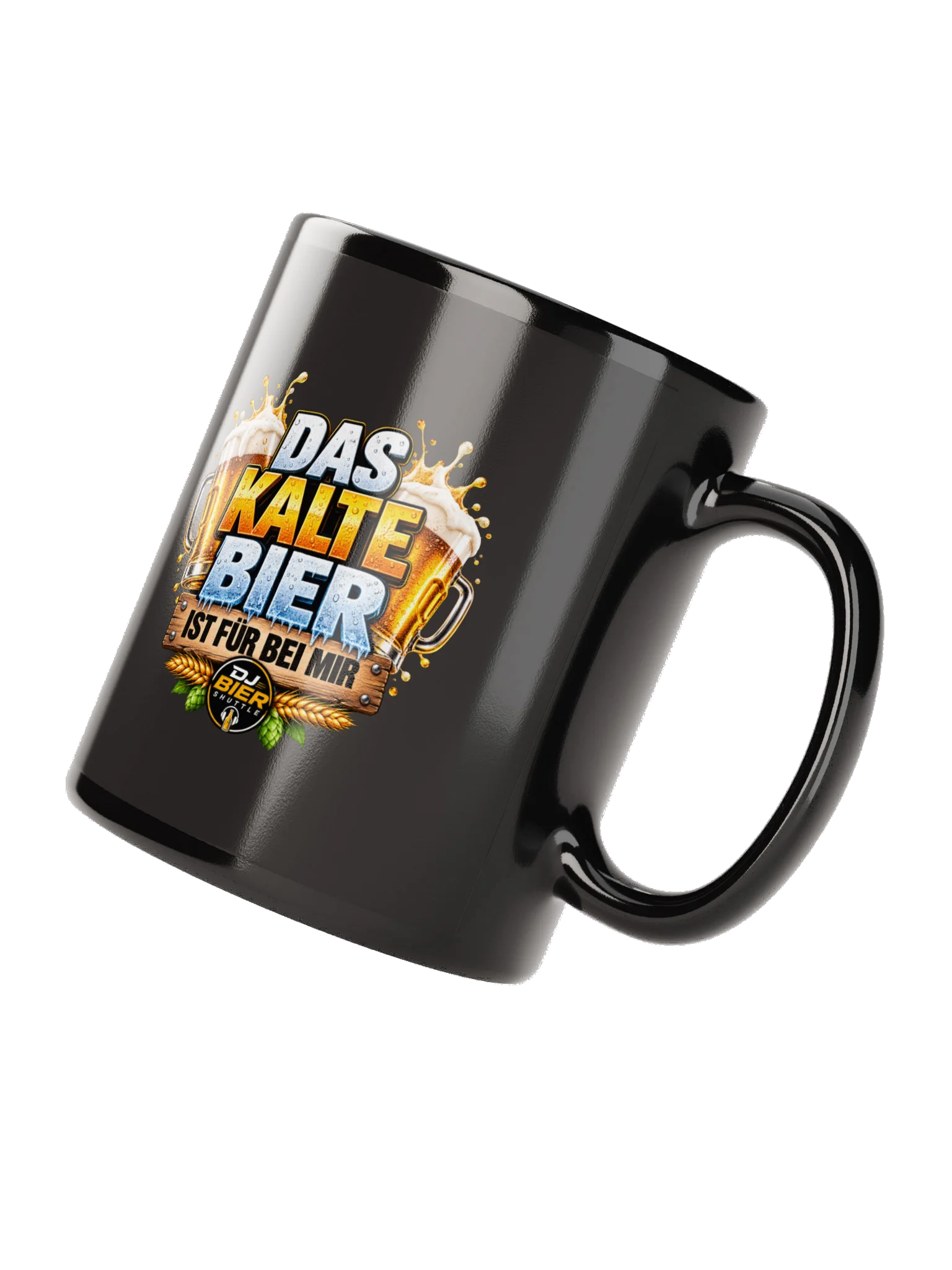 Das kalte Bier ist für bei mir (Schriftzug) Tasse Schwarz product image (7)