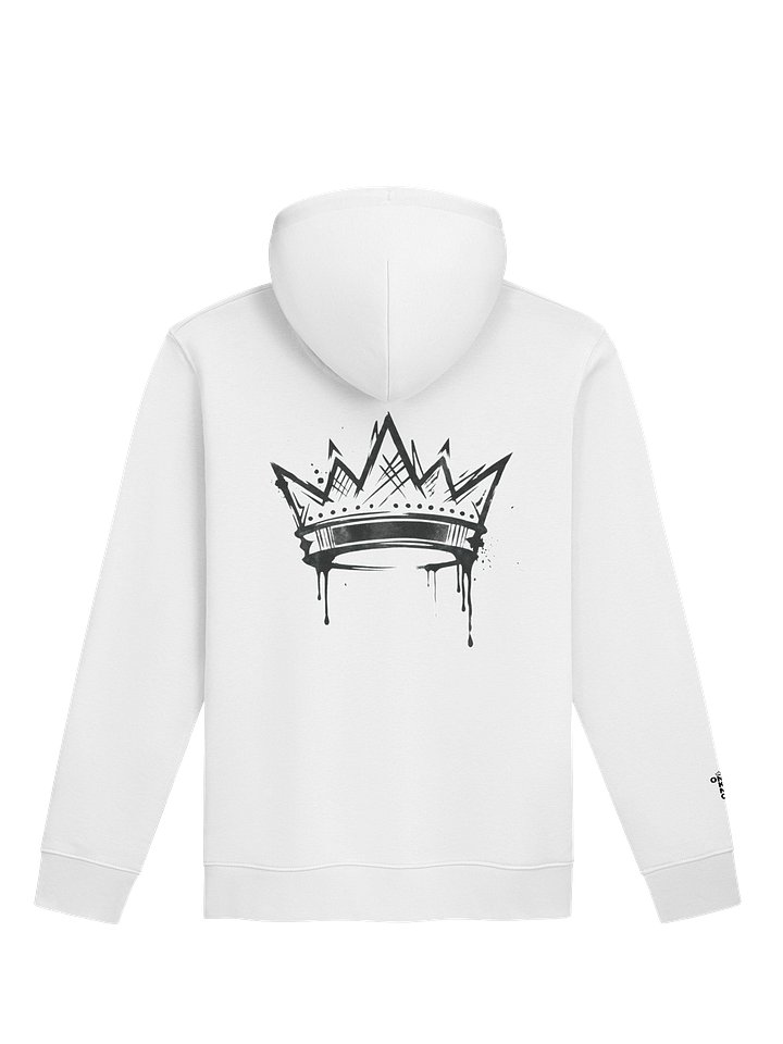 ONE KING True Crown 100% Organic Cotton Premium Street Hoodie with embroidered sleeve logo black print product image (1)