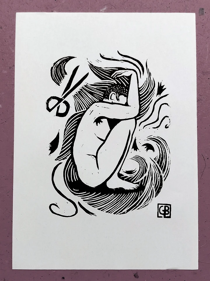 HAIR CUT Lino Print product image (1)