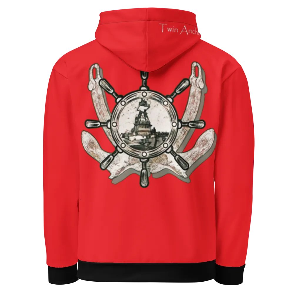 2 Anchor - Ship wheel & Tug CE (Red) – Performance Marine Wear | Twin Anchor Apparel North Current Line product image (4)