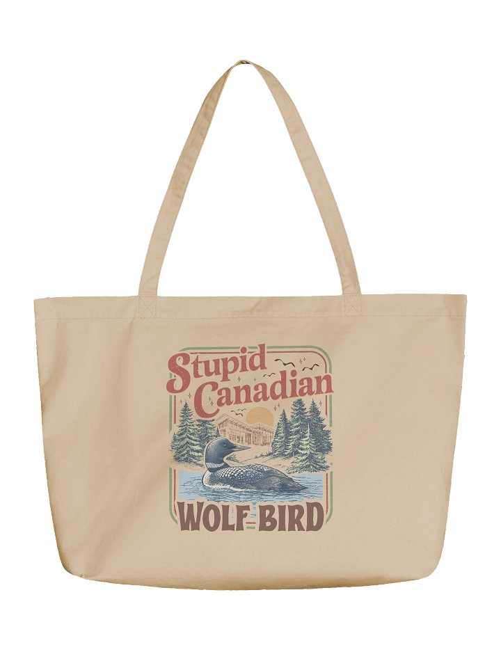STUPID CANADIAN WOLF BIRD TOTE product image (1)