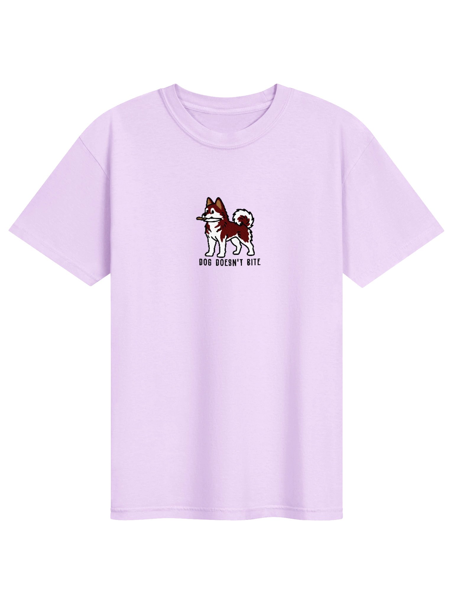 Dog Doesn't Bite Funny Chibi-Style Embroidered T-Shirt for Siberian Husky(Red & White) Owners product image (91)