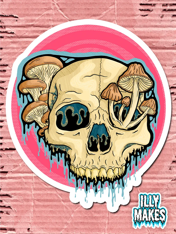 Drippy Mushroom Skull III Sticker product image (1)