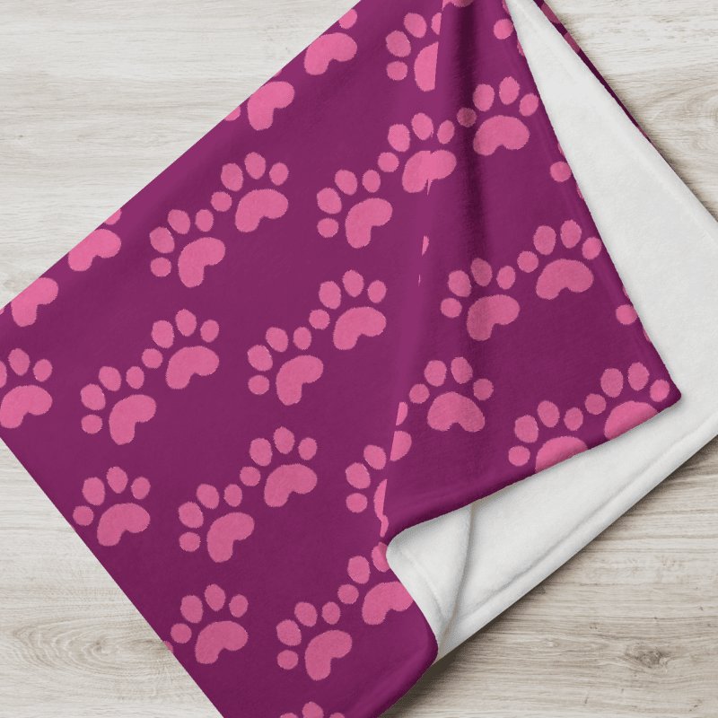 All Around Pink Paw Prints Throw Blanket product image (4)