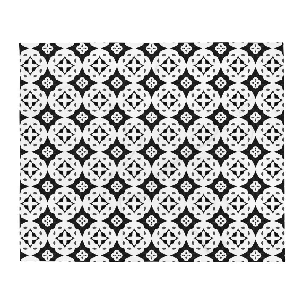 THE RUSTIC COTTAGE - BLACK WHITE PATTERN HANDMADE BLANKET product image (1)